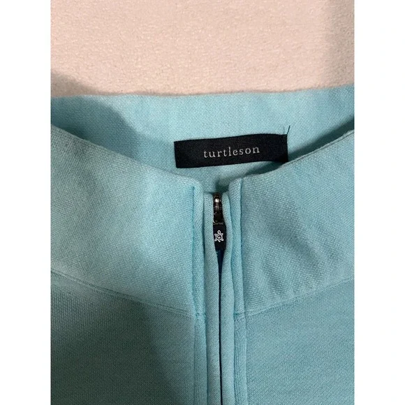 Men's Blue Turtleson Quarter-zip Sweater - Picture 4 of 9
